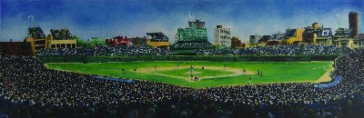 Blue Sky Wrigley Field Print